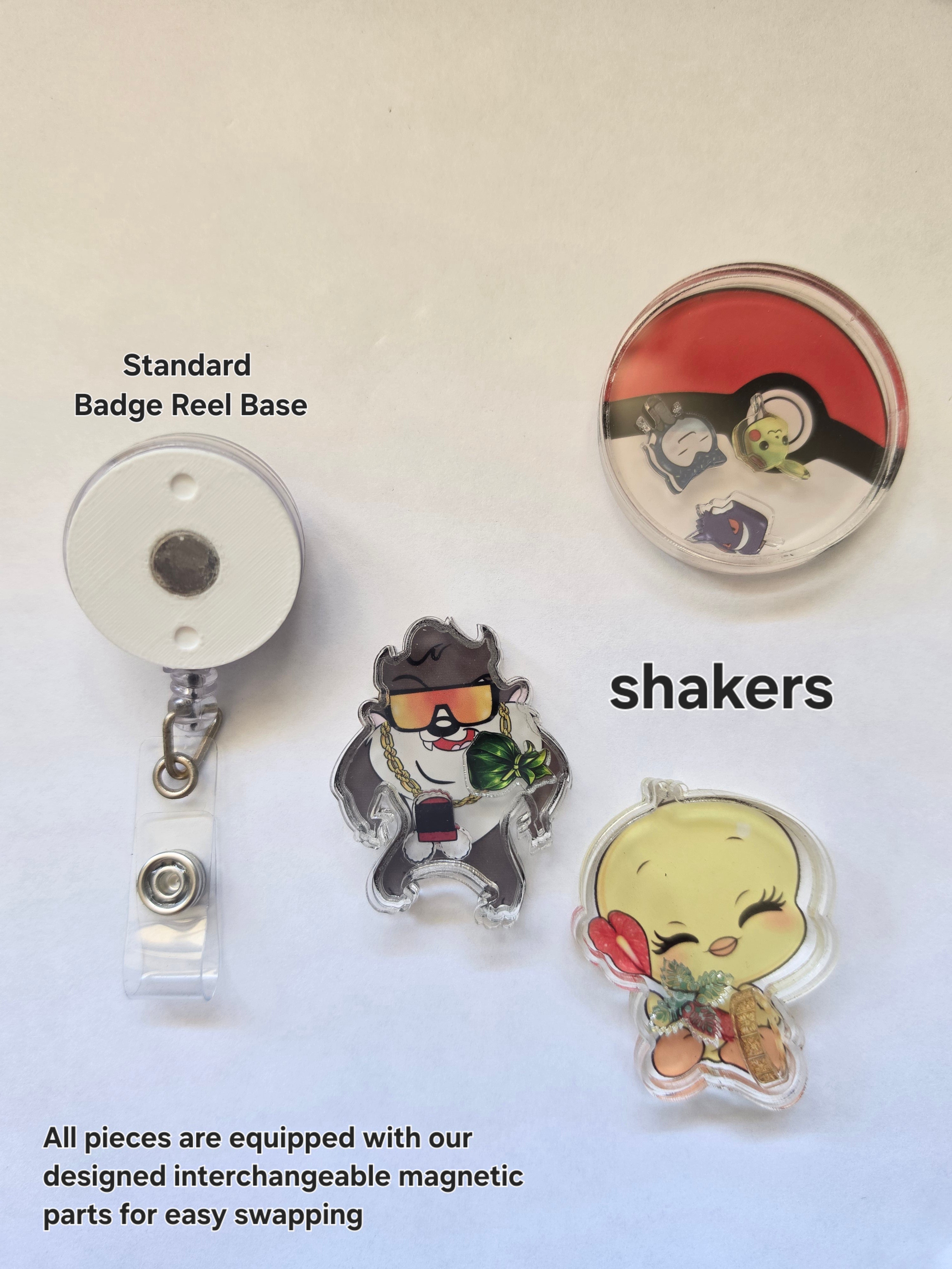 (SET) Magnetic Interchangeable Shaker Charm Badge Reel
